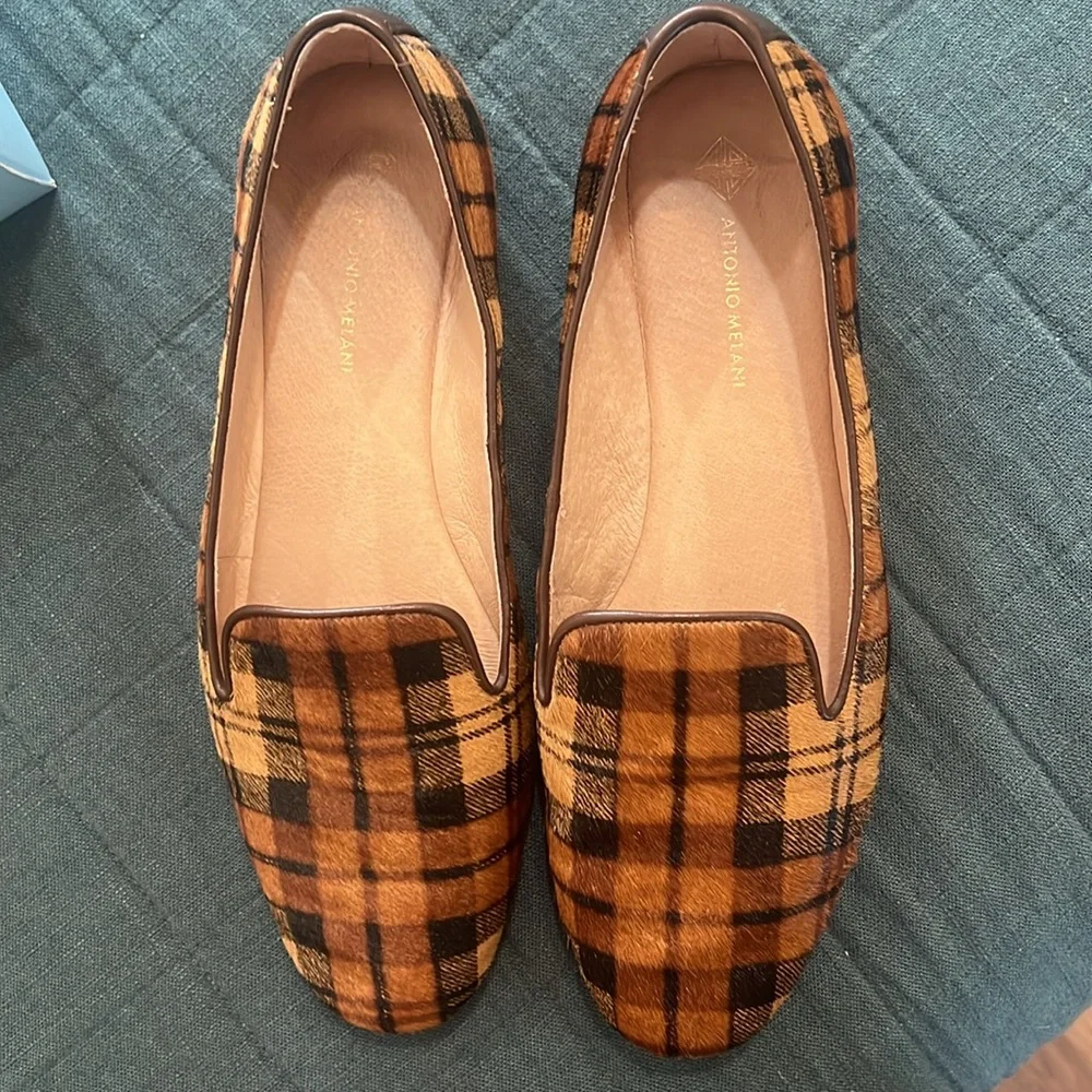 Antonio Melani Larrah plaid loafers 9